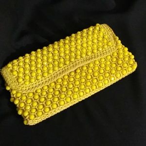 Vintage Abraham & Straus yellow beaded clutch.